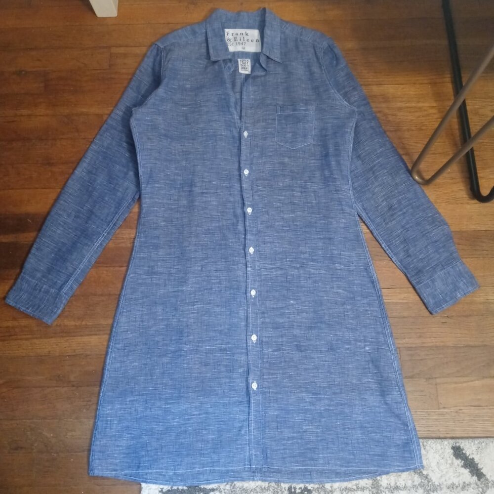 Frank & Eileen Blue Long Sleeve Shirt Dress